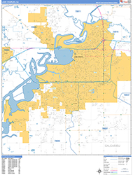 Lake Charles Wall Map Basic Style 2026